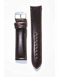 20mm Dark Brown Oil-Tanned Calfskin Leather Watchband with Heavy Buckle