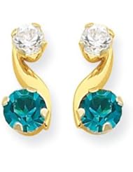 MadiK® 14K Yellow Gold Synthetic Blue Topaz December Birthstone Earring