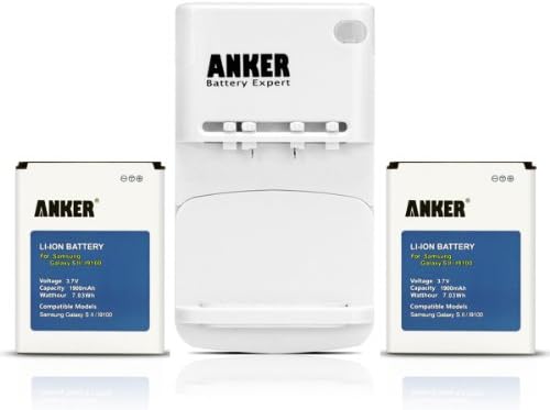 Anker® 2 x 1900mAh Li-ion Batteries for Samsung Galaxy S II S2, I9100, 9100G with Anker® Travel Charger, and 18-Month Warranty