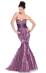 Mermaid Chiffon/Taffeta/Tulle  Crystal Beaded Lace Applique Crystals Bridesmaid Dress  With Rhinestones