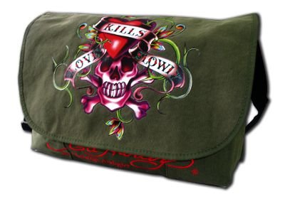 Ed Hardy Tasche Courierbag Love Kills Slowly Olive Gr&uuml;n