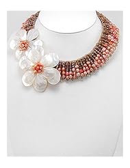 Flower Mother of Pearl Necklace In Zinc