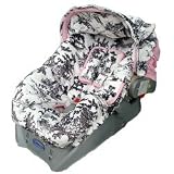 Minky Paradise Toile Pink Infant Car Seat Cover