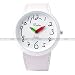 Lovely White Big Dial Lady Girl Women Quartz Sport Wrist Watch Candy Pu Leather Band