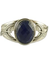 Lapis lazuli floral bracelet, Sea Blossom - Handcrafted Sterling Silver Cuff Bracelet with Lapis Lazuli