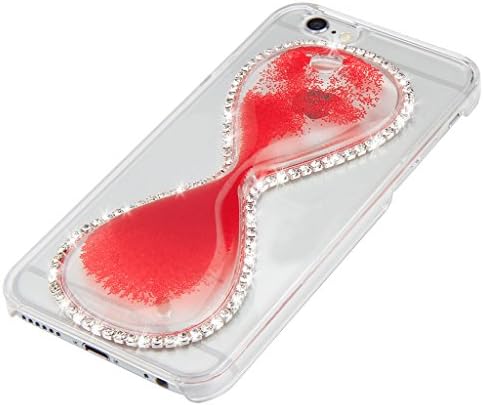 Appmax® Liquid Case Fashion Creative 3d Design Cute Flowing Quicksand Funny Hourglass Clear Back Hard Case Cover and One Fim Protector for Iphone 6 Plus &amp; Iphone 6s Plus [5.5 Inch]-red