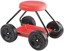Wenko 5857010500 Gartenrollsitz - mit Ablage, Metall-Kunststoff, 39.5 x 40.5 x 53 cm, grün-rot