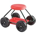 Wenko 5857010500 Gartenrollsitz - mit Ablage, Metall-Kunststoff, 39.5 x 40.5 x 53 cm, gr�n-rot