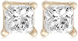 10k Yellow Gold Princess-Cut Diamond Stud Earrings (1/4 cttw, J-K Color, I2-I3 Clarity)