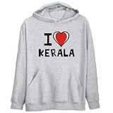 Hoodie Mens Heather Gray I love Kerala  Cities