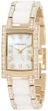 Anne Klein Womens 109194MPWT Swarovski Crystal Accented Gold-Tone White Ceramic Watch