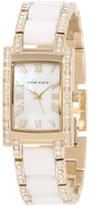 Anne Klein Women's 109194MPWT Swarovski Crystal Accented Gold-Tone White Ceramic Watch