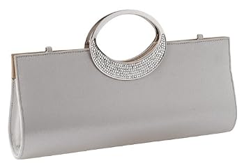Satin, Clutch, Metal and Rhinestone Closure, Evening Bag - Claudia (51 042)