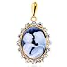 14K Yellow Gold 0.012 Carat Diamond Mother Hold Her Child Cameo Pendant