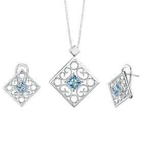 Exclusive and Elegant 3.50 carats Princess Cut Swiss blue Topaz Pendant... by Blue-Topaz Jewelry