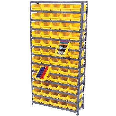- Quantum 12in. D x 36in. W x 75in. H, 60 Bin Shelf Unit - Black