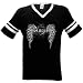 Angel Wings Mens Ringer T-shirt, Angel Wings and Cross Tattoo Style Design Mens V-neck Shirt, X-Large, Royal/White