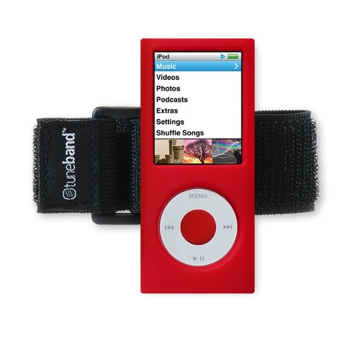 Tuneband, Grantwood Technology's Armband, Silicone Skin, and Screen Protector for iPod Nano, 4th Generation, Compatible with Nike+iPod, RED