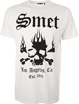 Smet by Christian Audigier Mens T-Shirt Flaming Skulll White