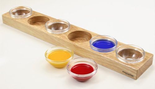 Mercurious Wooden Holder and 6 Glass 6 Paint Jar Set