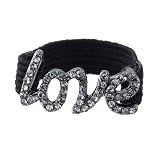Stretchy Crystal Studded Cursive Love Ring - Clear Crystals - Size 6 and