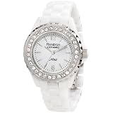 Armitron Women's 75/4011WTSV White Ceramic Silver-Tone Swarovski Crystal Accented Bracelet Watch