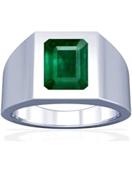 14K White Gold Emerald Cut Emerald Solitaire Ring