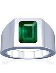 18K White Gold Emerald Cut Emerald Solitaire Ring