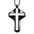 Stainless Steel and Black Enamel Cross on 24 inch Black Ball Chain