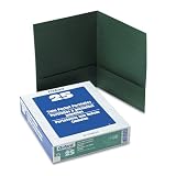Oxford 53434 Linen Twin Pocket Portfolios, Hunter Green, 25 Per Box