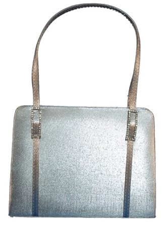 Silver Lame Evening Bag with Rhinestone Accents
