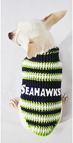 Seattle Seahawks Dog Clothes NFL Dog Jerseys Football Pet Costumes Puppy Sweaters Super Bowl Chihuahua Clothing Handmade Crochet Dk975 Myknitt - Free Shipping (Medium)