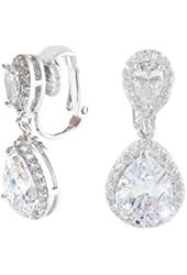 EVER FAITH&reg; Wedding Teardrop Earrings Clear Full Cubic Zirconia Silver-Tone