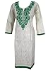 Indian Kurti Tunics Floral Embroidered Cotton Kurta Dress Caftans Size M (Chest:42", Green)
