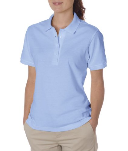 Jerzees 437W Ladies 50-50 Cotton and Polyester Jersey Golf Shirt, Light Blue, Extra Large