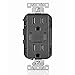 Leviton T5635-E USB Dual Type-C with Power Delivery (PD) In-Wall Charger with 15 Amp, 125 Volt Tamper-Resistant Outlet, Black
