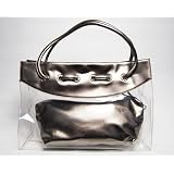 Patent Leather Clear Tote Bag (Silver)