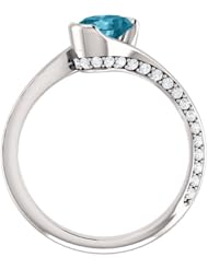Platinum 7.00x5.00mm Oval Cut London Blue Topaz and Diamond Ring -- LIFETIME WARRANTY