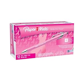 Paper Mate Write for Hope Retractable Ball Tip Pens, 12 Black Ink Pens(70672)