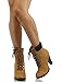 Soda Women's Rouge Faux Suede Lace Up Combat Chic Work Boot High Heel Ankle Bootie