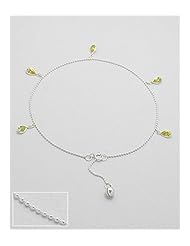 Yellow CZ Anklet In 92.5 Sterling Silver