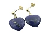 Lapis Simple Heart Earrings, 14k Gold