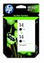 HP 14 Black Ink Cartridge in Retail Packaging, Twin Pack