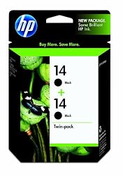 HP 14 Black Ink Cartridge in Retail Packaging, Twin Pack