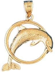 Dazzlers Solid 14 karats gold Dolphin Charm Pendant Available in three colors from jewelsberry (weights: 2.0 grams only)