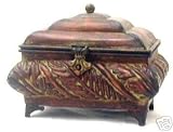 Fleur De Lis Metal Floral Treasure Chest, Storage Box