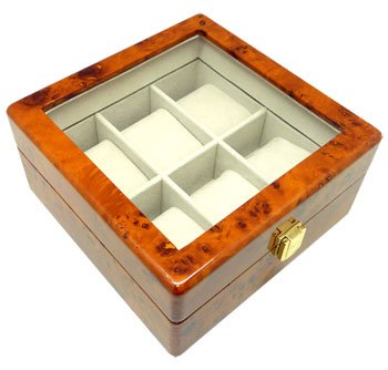 Burl Heiden Premier Burlwood Watch Box for 6 Watches