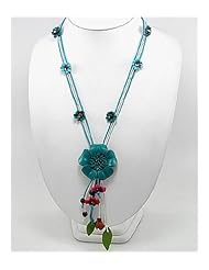 Light Blue Flower Cotton Necklace