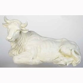  39 inch Scale Josephs Studio Off-White Sitting Ox Christmas Nativity Outdoor Statue