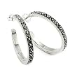 30 Mm Plain Marcasite Hoop Earrings